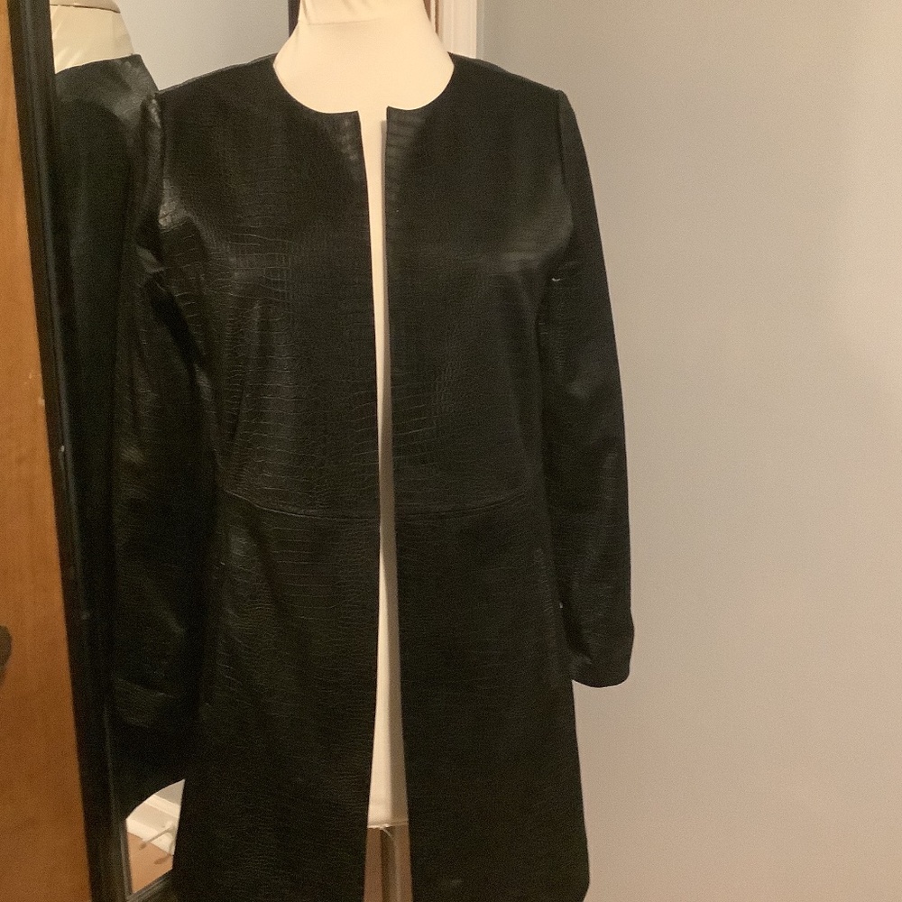 Black Faux Leather Coat